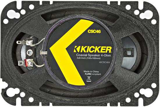 KICKER CSC46 CS シリーズ 4 x 6 150W 4 Ohm 2-Way カーオーディオ コアキシャルスピーカー システム with Polypropylene Cone, PEI ツイ