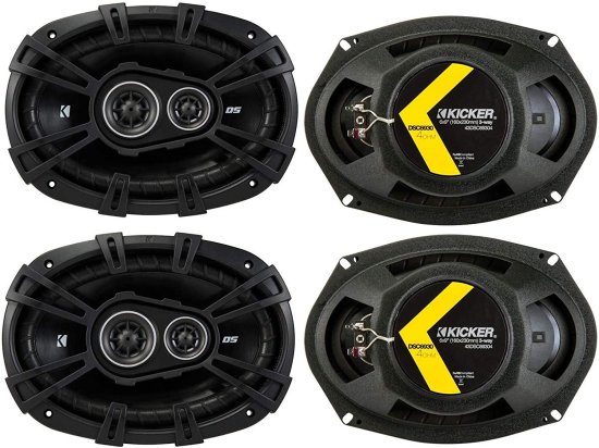 KICKER 43DSC69304DS 6x9 720W 3-Way 4-Ohm カーオーディオ Thin Profile コアキシャルスピーカー with Dome ツイーター, Foam Surrounds & Polypropyの通販は
