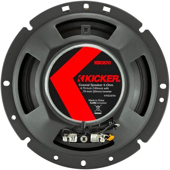 KICKER 47KSC6704 6.75 Inch KS シリーズ 2 Way コアキシャル ミッドレンジ スピーカー with Rubber Surrounds and Silk Dome ツイーター for カーオ_2