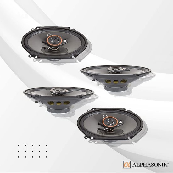 Two ペア of Alphasonik AS68 6x8 inch 350W Max 3-Way カーオーディオ フルレンジ コアキシャルスピーカー with Universal Mounting Holes for Easy_1