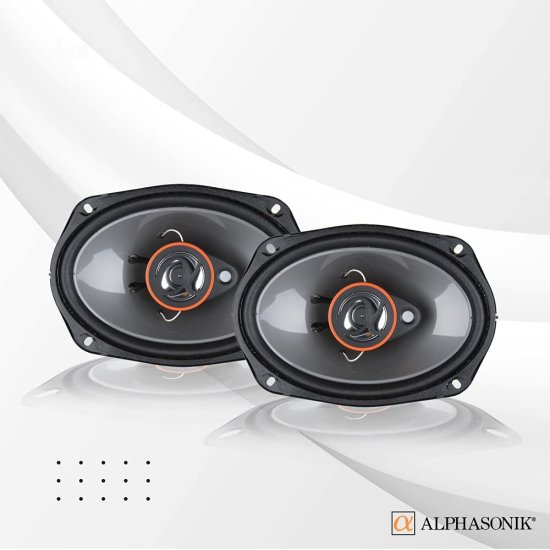 Two ペア of Alphasonik AS68 6x8 inch 350W Max 3-Way カーオーディオ フルレンジ コアキシャルスピーカー with Universal Mounting Holes for Easy_2