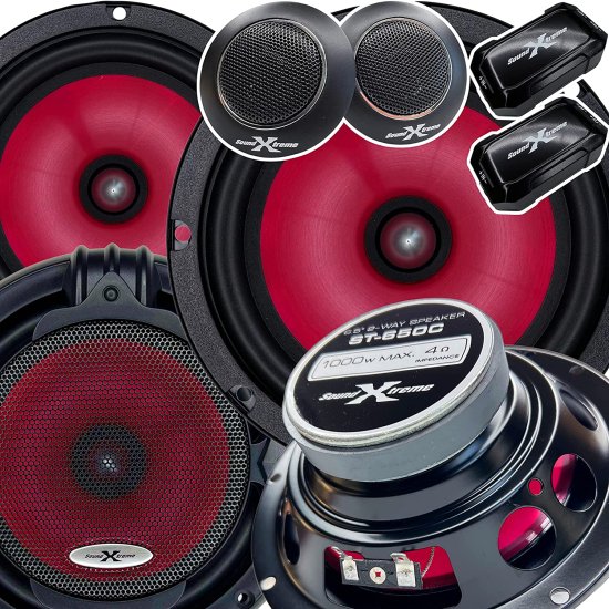 2 ペア ? SoundXtreme 1000W 6.5-Inch 2-Way カーオーディオ コンポーネント スピーカーシステム 6-1/2in カーオーディオ スピーカー for Car, ATV, R_1