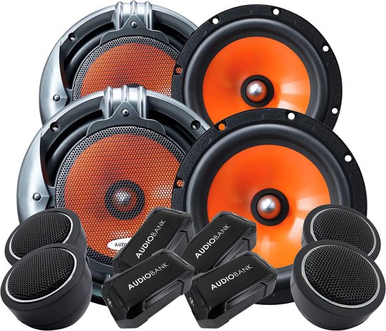 2 ペア ? Audiobank 1000W 6.5-Inch 2-Way カーオーディオ コンポーネント スピーカーシステム 6-1/2in カーオーディオ スピーカー for Car, ATV, RV