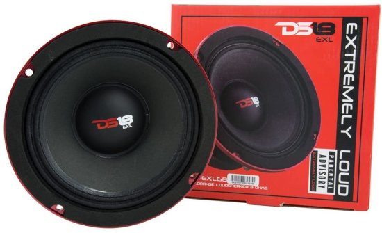 DS18 PRO-EXL68 Loudスピーカー - 6.5", ミッドレンジ, Red Aluminum Basket, 600W Max, 300W RMS, 8 Ohms, Ferrite Magnet - for The People Who Liv