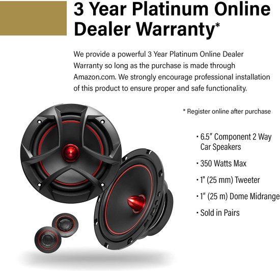 Sound Storm Laboratories CG65C 6.5 Inch コンポーネント カースピーカー - 350W Per ペア, 2 Way, Sold in ペアの通販は