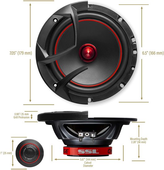 Sound Storm Laboratories CG65C 6.5 Inch コンポーネント カースピーカー - 350W Per ペア, 2 Way, Sold in ペアの通販は