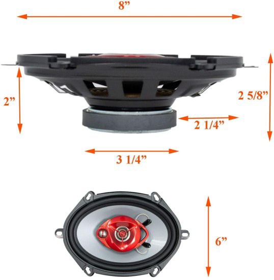 4X Soundxtreme ST-680 5x7 Inch / 6x8 Inch 3-Way 700W コアキシャル カースピーカー 4-Ohm Polypropylene Mid-Woofer Cone Material Po