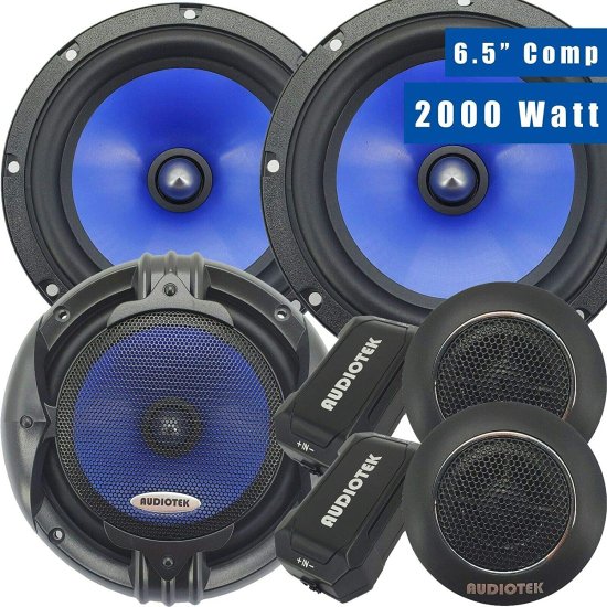 2 ペア of Audiotek AT65C 2000W Peak Power Total 170W RMS/スピーカー 6.5-Inch 2-Way カーオーディオ コンポーネント スピーカーシステム with Wooの通販は 21,371円