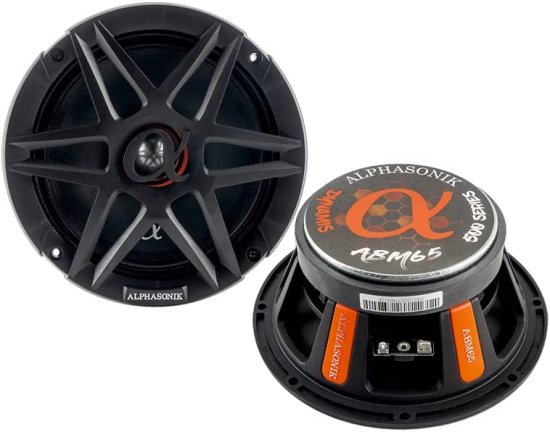 Alphasonik 1 ペア of ABM65 DYNAMIS シリーズ 6.5" 600W Max 150W RMS Mid-Range カーオーディオ スピーカー 4-Ohm Cloth Surround, Non Pressed Pap