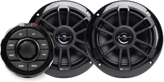 MB Quart コアキシャルスピーカー with Bluetooth Source Unit (Black) ? 6.5 Inch, 160W Each, Marine Grade Waterproof, for Marine, Car, RV, Set