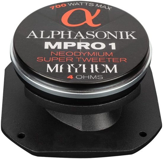 Alphasonik 4" MPRO1 Mayhem PRO シリーズ 700W Max 175W RMS カーオーディオ Super ツイーター 4-Ohm, 1.5" Voice Coil, Cast Frame, Billet Aluminu_3