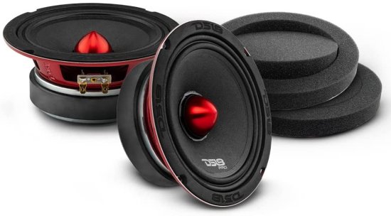 DS18 ペア of 6.5" ミッドレンジ スピーカー with ペア of Fast Ring スピーカー Baffle 500W Max, 4 Ohms - Quality Audio Door スピーカー for Car_1