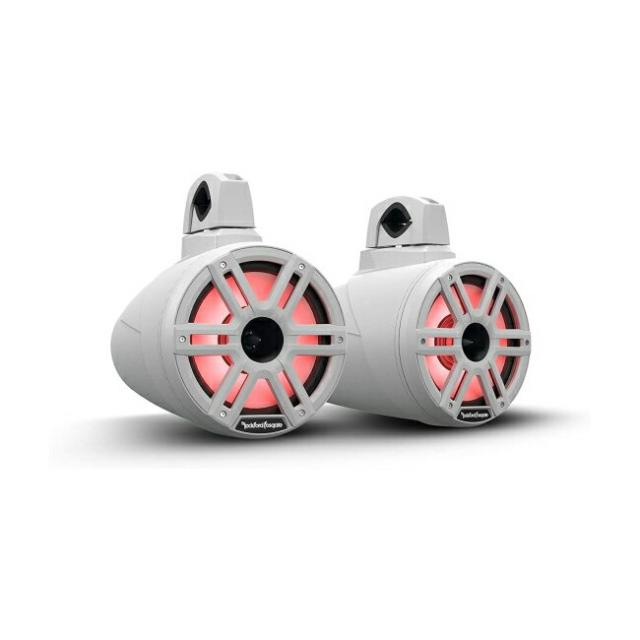 Rockford Fosgate M2WL-8H Color Optix Multicolor LED Lighted 8" 2-Way Marine Wake Tower Cans &amp; Horn スピーカー 300W RMS / 1200W Peak, Stainle
