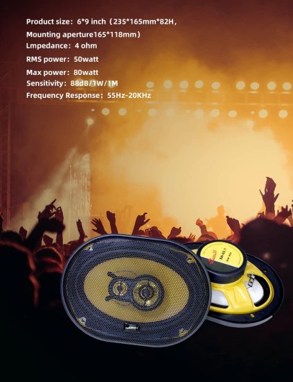 6x9in カースピーカー, 160W 3 Way カースピーカー HiFi Audio Music ステレオ High Degree of Sound Reduction Frequency Response 55Hz-20KHz Sensi_3
