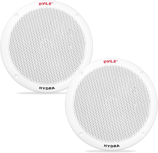 6.5 Inch Dual Marine スピーカー - 2 Way Audio ステレオ Sound システム with 400W Power - 1 ペア - (White) & Marine Bluetooth ステレオ Radio -_1
