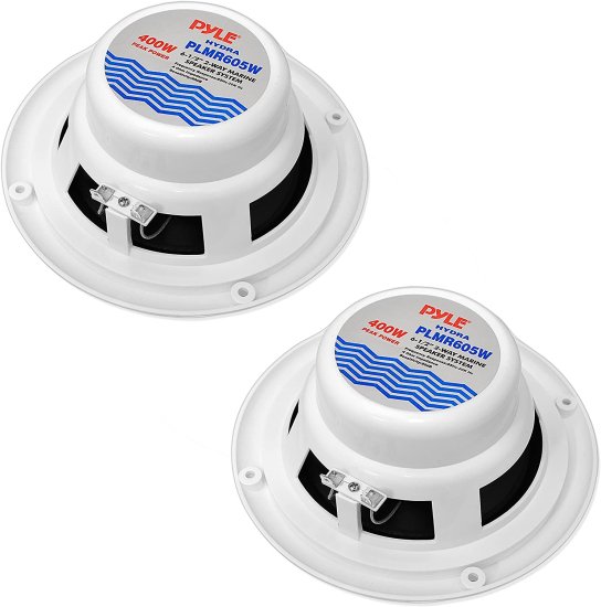 6.5 Inch Dual Marine スピーカー - 2 Way Audio ステレオ Sound システム with 400W Power - 1 ペア - (White) & Marine Bluetooth ステレオ Radio -_2