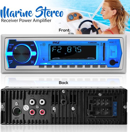 6.5 Inch Dual Marine スピーカー - 2 Way Audio ステレオ Sound システム with 400W Power - 1 ペア - (White) & Marine Bluetooth ステレオ Radio -_5