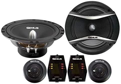 Genius 6.5” 2-Way コンポーネント Set,High サウンドクオリティ,300W Max, 4 ohm,89 db Sensitivity,1.0” Kapton voice coil, Paper Cone,Rubber S