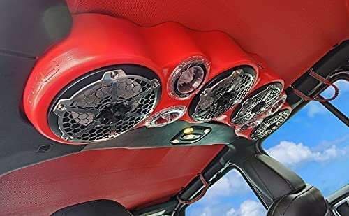 DS18 JL-SBAR Red Jeep Wrangler Overhead Soundbar for JL 2007-2021 Will Accommodate 4 x 8-inch スピーカー, 4 x 1.75-inch ツイーター, (Red)_2