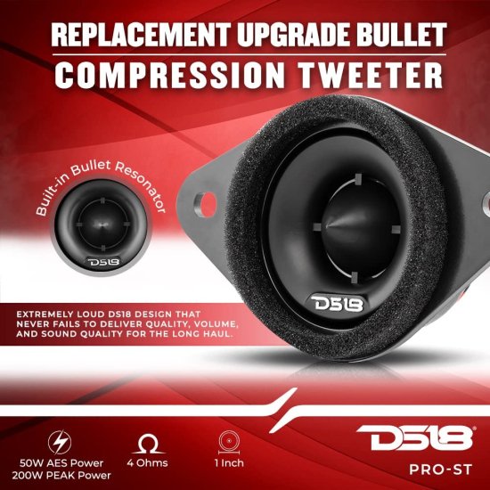 DS18 PRO-ST 1.9" Replacement アップグレード Bullet Compression ツイーター with クロスオーバーs- Car OEM ツイーター アップグレード Kit for Ma_1