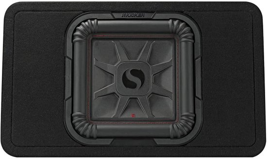KICKER 46TL7T102 10 Inch 2 Ohm 500W RMS Power and 1000W Peak Power シングル カーオーディオ Thin Profile サブウーファー エンクロージャー, Bla_1