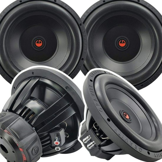 ペア of Gravity G5 12 Inch 6000W パッケージ カーオーディオ サブウーファー w/ 4 Ohm DVC Power (2 Woofers)