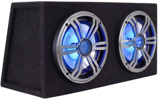 Seismic Audio - LightRage088 - Dual 8 Inch 800W カーオーディオ サブウーファー エンクロージャー with RGB Illumination