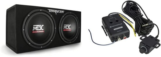 MTX Audio Terminator シリーズ TNE212D 1200-Watt Dual 12-Inch Sub エンクロージャー Black & Scosche LOC2SL Line Output Converter