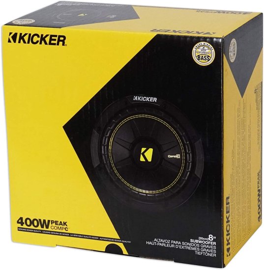 KICKER 44CWCS84 CompC 8 Inch 4 Ohm SVC 200W RMS Power and 400W Peak Power Dual Voice Coil Car Vehicle Audio サブウーファー, Blackの通販は