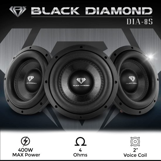 Black Diamond DIA-8S 8" Car サブウーファー 4 Ohm シングル Voice Coil 400W Max (1 スピーカー)_1