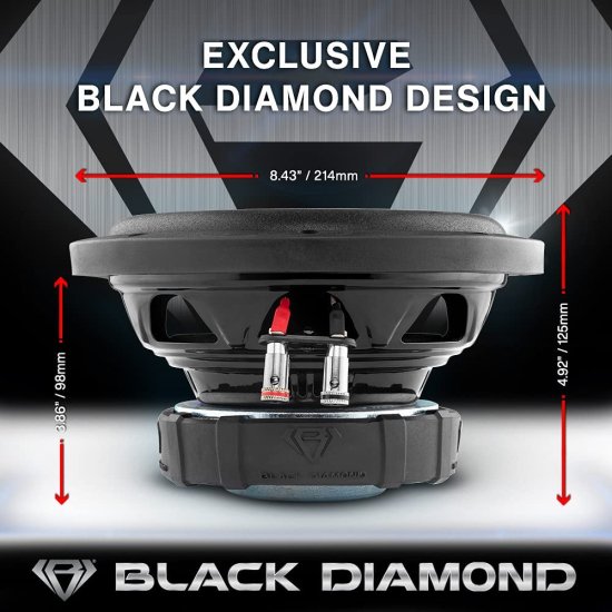 Black Diamond DIA-8S 8" Car サブウーファー 4 Ohm シングル Voice Coil 400W Max (1 スピーカー)_3