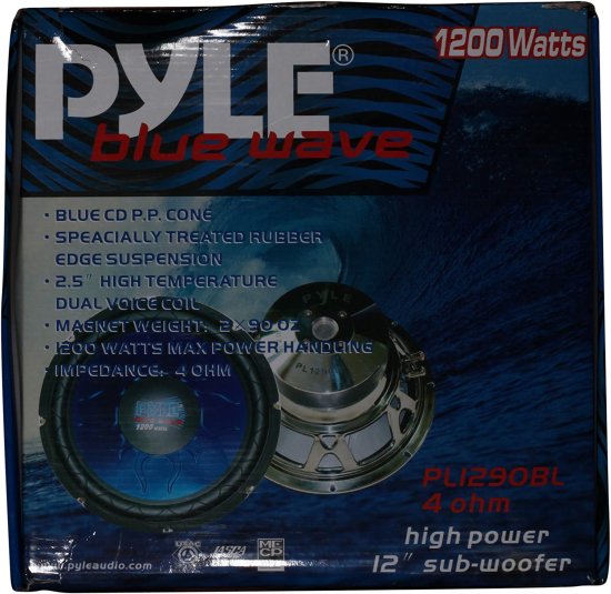 Car Vehicle サブウーファー Audio スピーカー - 12 Inch Blue Injection Molded Cone, Blue Chrome-Plated Steel Basket, Dual Voice Coil 4 Ohm Imp_1