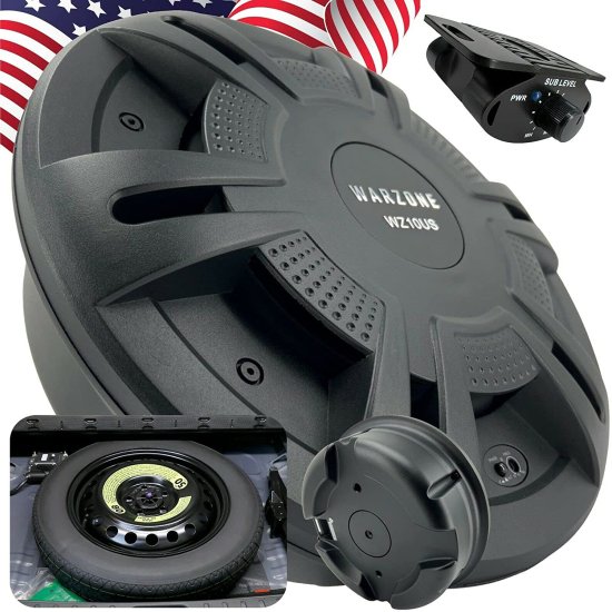 Gravity Warzone WZ10US 10" Pro Audio Active Compact Spare Tire Slim Aluminum 1000W 2 Ohm サブウーファー Powerful Loud スピーカー with Bass Vの通販は
