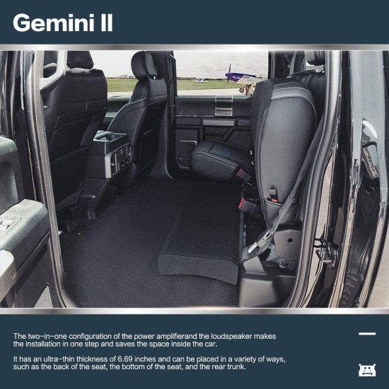 DEVMO Gemini II Dual 10 inch with Power アンプ Enclosed サブウーファー システム for Car MAX 1200W, Ultra-Thin 6.69 inches, Used in Cars, Pic_3