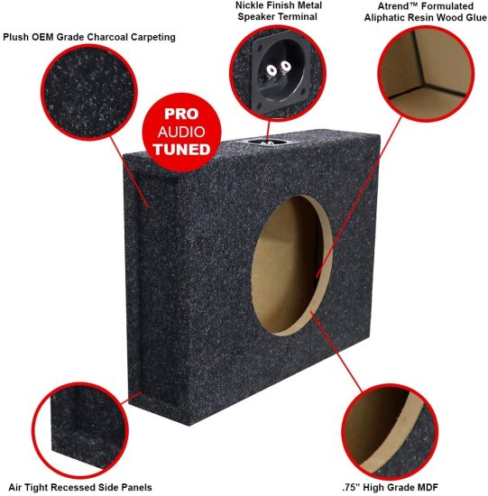Atrend 10SME 10” シングル Sealed / Shallow Mount サブウーファー エンクロージャー_5