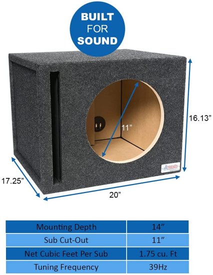 Atrend 12JL01SV 12” JL Audio シングル Vented サブウーファー/スピーカー エンクロージャー Compatible with WO & W1 シリーズ サブウーファー. Ma_1