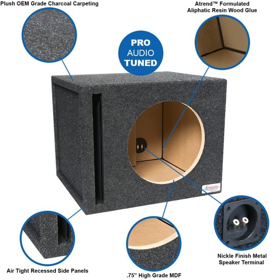 Atrend 12JL01SV 12” JL Audio シングル Vented サブウーファー/スピーカー エンクロージャー Compatible with WO & W1 シリーズ サブウーファー. Ma_2
