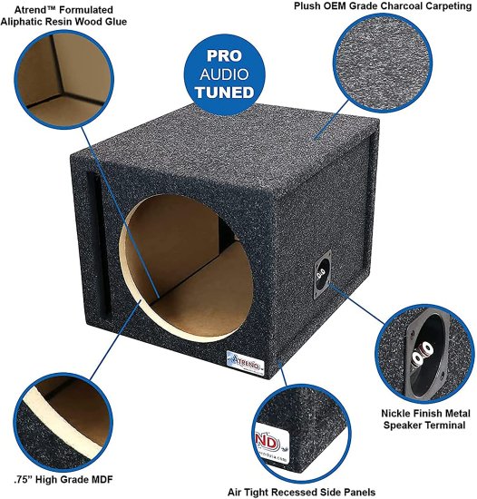 Atrend 15SQV 15” シングル Vented サブウーファー/スピーカー エンクロージャー サブウーファー Box Designed to Let The Music Move You. High Gra_1