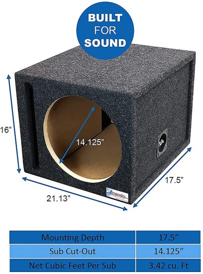 Atrend 15SQV 15” シングル Vented サブウーファー/スピーカー エンクロージャー サブウーファー Box Designed to Let The Music Move You. High Gra_2