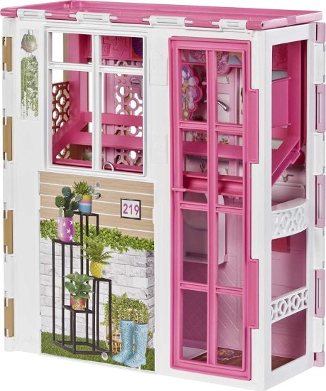 Barbie 2つのレベルと4つのプレイエリアを備えたバービードールハウス、ペットの子犬とアクセサリーを備えた完全な家具付きバービーハウス、3歳以上の子供向け_5