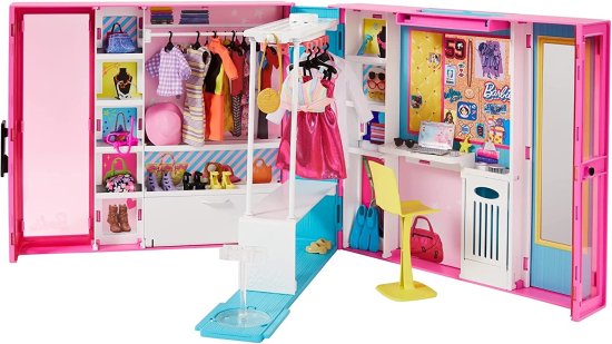 Barbie 30以上のピース、おもちゃのクローゼット、10以上のストレージエリア、フルレングスミラーを備えたバービードリームクローゼットには、5つの衣装、3-7 15,120円