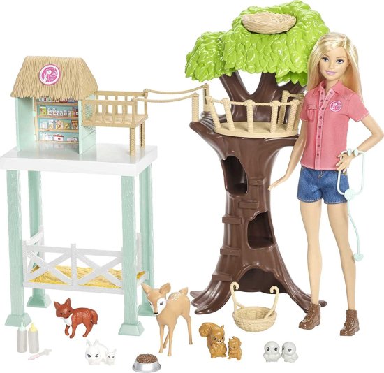 Barbie 8匹の動物がいるバービー人形と動物救助センター