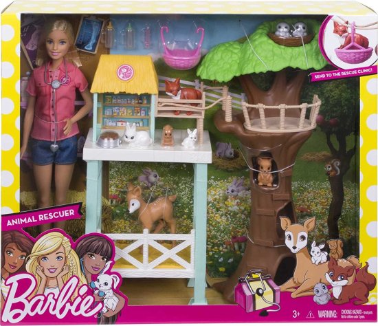 Barbie 8匹の動物がいるバービー人形と動物救助センター_5