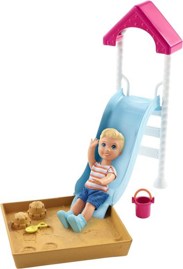 Barbie バービー Skipper Babysitters Inc. Doll and Playset、Small Toddler Doll and Playground with SlideとSandbox、Themed Accesso