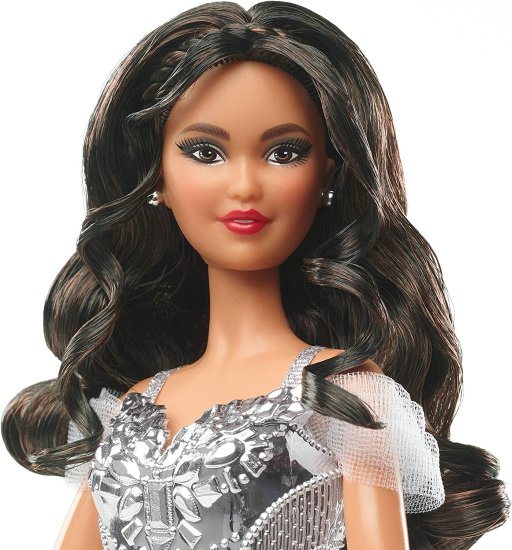 Barbie バービーシグネチャー2021ホリデードール（12インチ、ブルネットの髪）シルバーガウン、人形スタンドと信頼性の証明書、6歳以上の贈り物_2