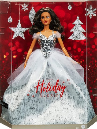 Barbie バービーシグネチャー2021ホリデードール（12インチ、ブルネットの髪）シルバーガウン、人形スタンドと信頼性の証明書、6歳以上の贈り物_5