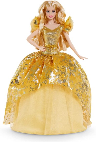 Barbie バービーシグネチャー2020ホリデーバービー人形（12インチブロンドの長い髪）のゴールデンガウン、人形スタンドと信itiveの証明書、6歳以上の贈り物