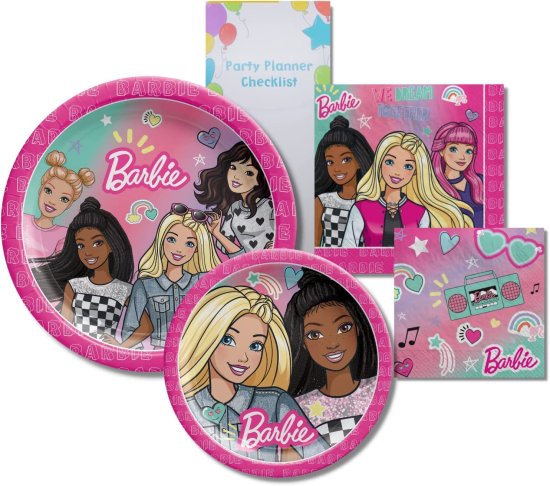 Barbie Jorina バービー Birthday Party Supplies＆Decorations Plates and Napkins Disuperableにはパーティープランナーチェックリストサービスが含まれます