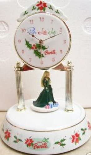 Barbie 2004年のホリデーバービーイングリーンドレス9インチ磁器記念時計_1