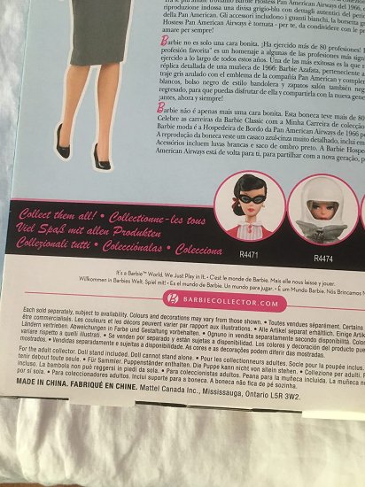 Barbie バービーコレクター私のお気に入りのキャリア-1966パンアメリカンエアウェイズスチュワーデス